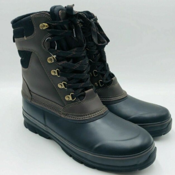 NEW KHOMBU MENS KENNY WINTER BOOTS BROWN WATERPROOF LACE UP LEATHER SHOES - Picture 1 of 4
